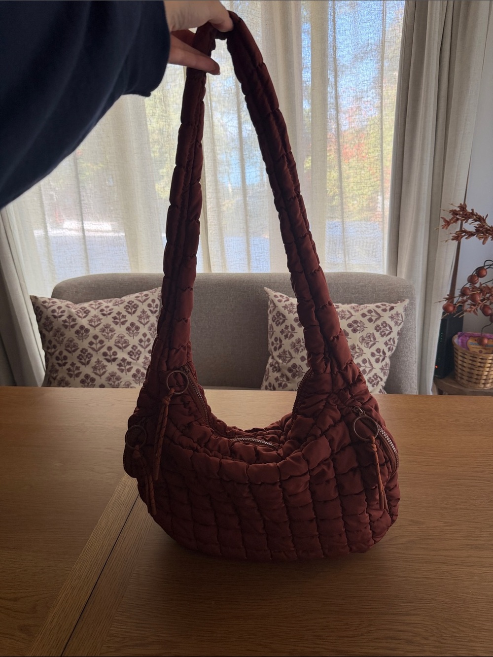 Quilted Shoulder Bag in Burnt Orange